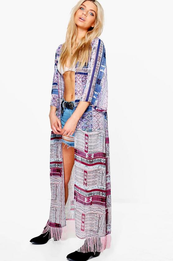 Philomena Patchwork Paisley Maxi Tassled Kimono